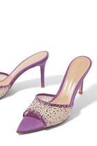 حذاء رانيا 85 مفتوح مرصع بالكريستال أورجانزا وشمواه